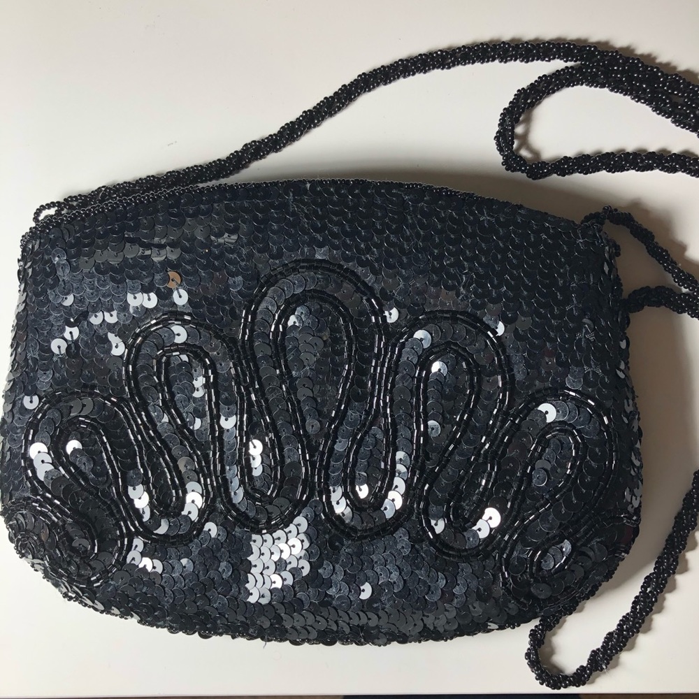 Carla Marchi  Black Beaded evening shoulder bag